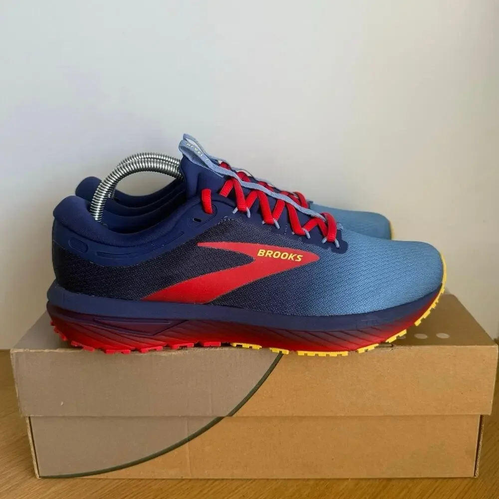 Brooks Revel 7 Blueprint/Red/Aspen Gold Men Running Sneakers- SZ 9